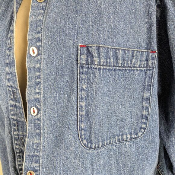 Vintage Chicos Denim Top Topper Jacket XL Blue Jean Boxy Layering Lagenlook Prep - Picture 5 of 11
